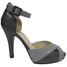 Grey Cross Strap Platform Sandals Shoes