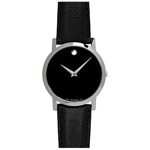 Movado Men's Museum Black Leather Strap Watch #0606085