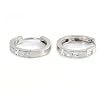 Sterling Silver Huggie Hoop Earrings with Clear CZ - Size: 3mm x 19mm
