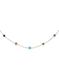 Sterling Silver 18in Multi-color CZ Necklace. Metal Wt- 2g
