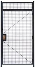 WireCrafters HD4710RW RapidWire Welded Steel Wire Mesh Hinged Door with 3' High Transom Panel and 2 Door Posts, 4' Width x 7'3-1/4" Height Opening, Gray