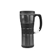 AutoSeal 16 oz Stainless Steel Double Wall Vacuum Insulated Handled Mug with Carabiner Clip in Black