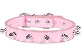 Designer Dog Collar - Leather Spike Collar - Pink -Small