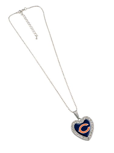 NFL Chicago Bears Reversible Crystal Heart Pendant with 16