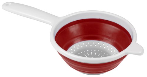 Progressive International 1-1/2 Quart Collapsible Hand Strainer, Red and White