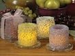 Flameless Wax Candle Gift Set with Glitter Accents and Glass Plate - Lemon with Silver