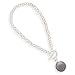 Sterling Silver 4mm Rolo Toggle Bracelet w/12mm Gray Cultured Coin Pearl 7/8 in Drop, 7 in