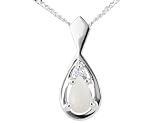 Opal Tear Drop Pendant in White Gold (approx. 1/2 inch) with Chain