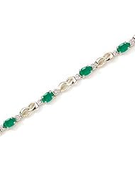 14K Yellow Gold Oval Emerald and Diamond Bracelet