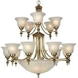 IMAGE OF Dolan Designs 668-18, Richland 20 Light Traditional Chandelier Lighting Fixture, Brass, Glass, B7160