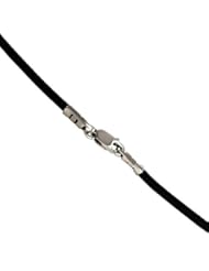 Jewelry: New BLACK Leather Cord Chain Sterling Silver Necklace 16" Long - H2W