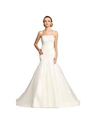 Strapless Full Length Sequined Beaded Lace-Up Applique Mermaid Sleeveless Polyester/Tulle Wedding Dress  with a Cathedral Train 