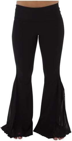 NiaWear Women's Side Mesh Flare Pant - Black - S Tall