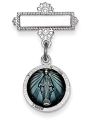 Enameled Miraculous Medal Pin- Sterling Silver Enameled Miraculous Medal Pin