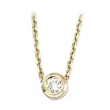14K Yellow/White Gold 1/4 ct. Diamond Bezel Set Solitaire Pendant with Chain