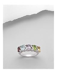 Gem Stones Ring In 92.5 Sterling Silver
