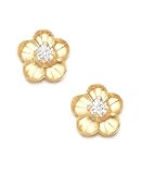 Children's 14k Gold Cubic Zirconia Flower Stud Earrings
