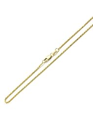 14K Gold 1mm Italian Rope Chain Necklaces ( Available Length 14", 16", 18", 20", 22)