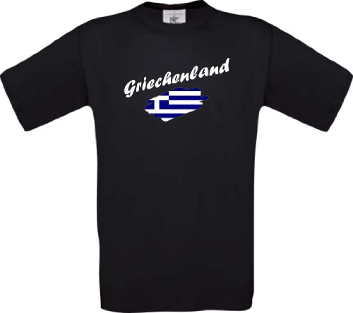 Shirtinstyle Kinder-Shirt WM Ländershirt Griechenland diverse Farben, Farbe schwarz, Größe 164