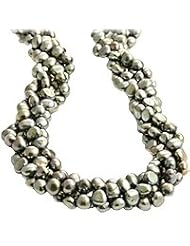 Teal Green Freshwater Pearl Necklace in Sterling Silver