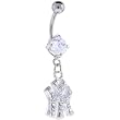 Crystalline Single Gem New York Yankees Dangle Belly Ring