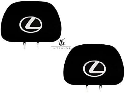Universal Lexus Embroidered Black Gray Headrest Cover Set of 2