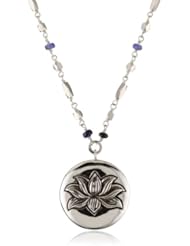 JIVASUKHA by Lois Hill "Sapphire and Ruby" Lotus Bead 16" Necklace