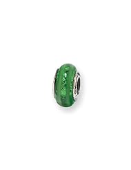 Green Striped, Glass Charm for 3mm Charm Bracelets