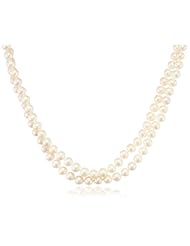 Sterling Silver Two-Row White A-Grade Freshwater Cultured Pearl Necklace (6.5-7mm), 17"