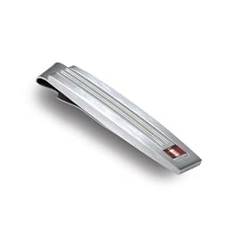 Tonino Lamborghini Corsa Collection Stainless Steel Tie Clip with Red and... by