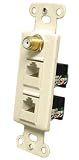 OEM Systems Pro-Wire Combination Jack Plate (1 F-Coax, 2 RJ-11), Almond