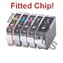 CLI8 / PGI5 WITH CHIP - 5 pack Canon Compatible Ink Cartridges for Canon Pixma iP4200 iP4300 iP4500 iP5100 iP5200 iP5200R iP5300 MP500 MP530 MP600 MP600R MP610 MP800 MP800R MP810 MP830 MP960 MP970 9000 - CLI-8 / PGI-5 (Contains: any comnination of CLI-8C, CLI-8Y, CLI-8M, CLI8-BK, PGI-5BK) - Latest Chip Installed, Ready For Use, No Fuss!