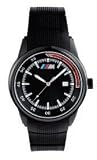 BMW Men's M Sport Watch. Produced by Tourneau exclusively for BMW Luminous hands of this black on black timepiece sweep over a grid pattern face with M logo.