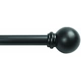Kenney Chelsea Ball Window Curtain Rod, 28 to 48-Inch, Black