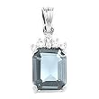 14K White Gold Sky Blue Topaz and Diamond Pendant