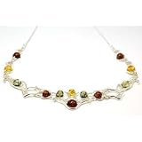 925 Silver Multi Colour Amber Collarette In 17 By TOC