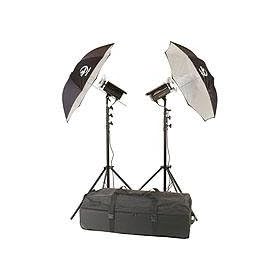 Photogenic Radio Solair Kit with 2 PLR1000DRC 1000ws Powerlights with Built-in Pocket Wizard Receiver, with Stands, Umbrellas & Case with Wheels. (PLR250K)