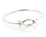 Sterling Silver Christian Fish Top Latching Bangle Bracelet, 6.75"