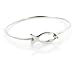Sterling Silver Christian Fish Top Latching Bangle Bracelet, 6.75"