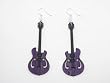 Purple Guitar Wooden Earrings