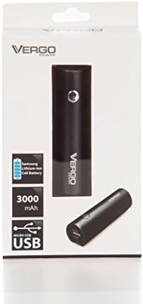 Vergo Power Bank C2 3000mAh Portable External Battery Pack Charger Lipstick Shape 5V 1A for Iphone 5S, 5C, 5, 4S, HTC One M8, Galaxy S4, S4, S3, Note 3, Nexus 4, Nokia 1020, other Smartphones - Black