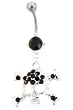 Stainless Steel Gothic Belly Ring with Black CZ - Skull