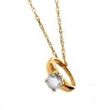 10K YG April Birthstone Small Ring Charm-White Topaz