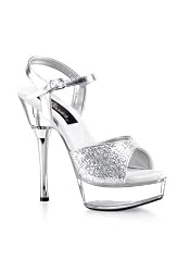 5.5 Inch Stiletto Heel Women'S Size Shoe With 1.5 Inch Silver Multi-Glitter Platform