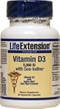 Life Extension Vitamin D3, 5000 Iu, Vegetarian Capsules, 60-Count