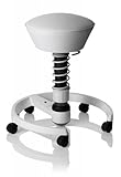 SWOPPER CARE 3D-Aktiv-Bürostuhl Hocker Sitzpolster normal, Bezug Stamskin, Farbe weiß, Fußring mit Universalrollen, Feder MEDIUM, Basis weiß, Federfarbe weiß (SWOPC16)