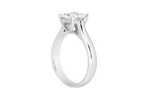 0.75 Ct Princess E/VS Certified (Clarity Enhanced) Solitaire Diamond Engagement Ring in 14KW