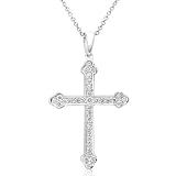 14k White Gold 1/3ctw Round Brilliant Diamond Cross Pendant (GH/I1-I2)