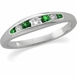 14K White Gold Tsavorite Anniversary Band with Diamonds