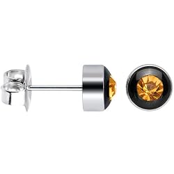 5mm Bezel November Birthstone Stud Earrings